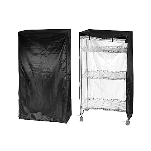 QWORK Storage Shelving Unit Cover, Wire Rack Cover for Shelf 36 x 14 x 72 inch, 210D Oxford Cloth, Keeps Rack Clean, For Home, Office, Storage and Garage, Black