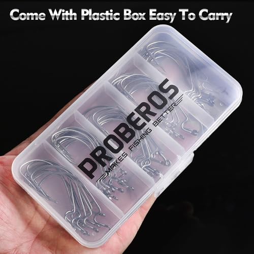 EWG Offset Worm Hooks for Bass Fishing - 50pcs Mixed Size Tackle Set