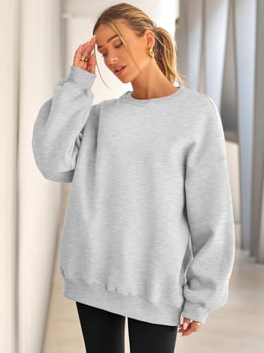 Oversized Fleece Lined Sweatshirt for Women - Medium Grey