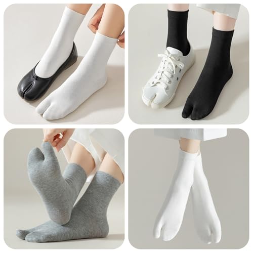 Cotton Women's Tabi Socks - Flip-Flop Split Toe - White