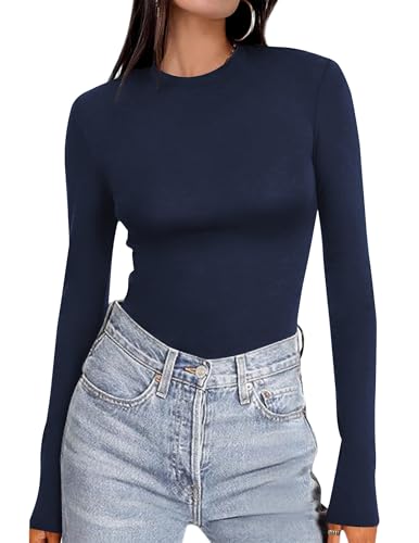 Women's Long Sleeve Thermal Underscrubs - Navy Blue, Medium
