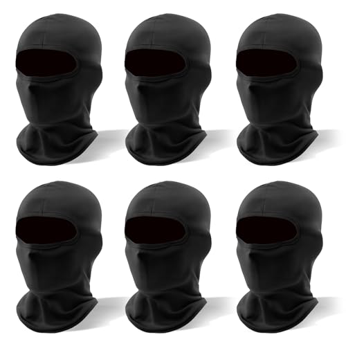 6 Pack Full Face Ski Mask Balaclava - Black for Men & Women