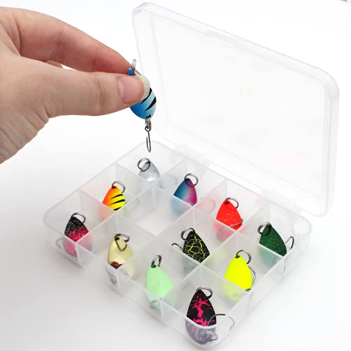 Fishing Spoon Lures Kit - 12pcs Colorful Spinner Hard Baits