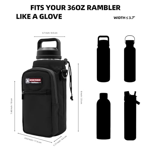 Nature Pioneor 32-36oz Insulated Water Bottle Carrier with Strap | Hands-Free Bottle Holder