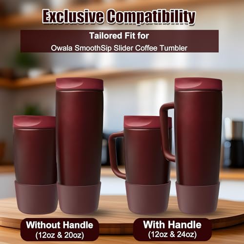 Silicone Boots for Owala SmoothSip Slider Tumbler - Black Cherry, 2pcs
