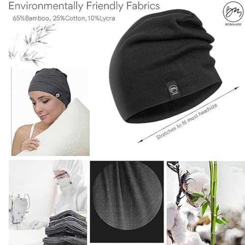 Soft Bamboo Viscose Sleep Cap for Hair Loss & Chemo - Dark Grey