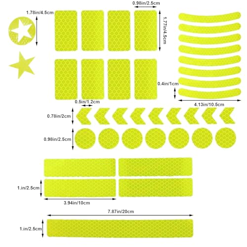 42Pcs Fluorescent Yellow-Green Reflective Stickers for Safety