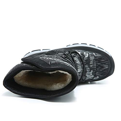 GUBARUN Big Kid Snow Boots Waterproof Winter Shoes - Black, Size 4