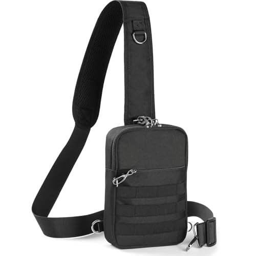 Keanoo Black Sling Bag Anti-Theft Crossbody RFID Lock, Compact EDC Shoulder Bag