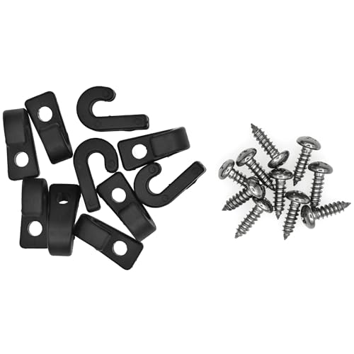 10 PCS Kayak J Hooks with Screws - Nylon Lashing Hooks for Canoes & Boats
