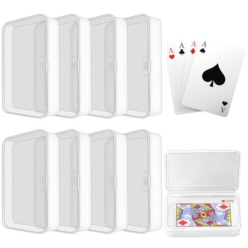8 Pack Clear Plastic Card Case with Snap Closure, Durable Deck Box for Playing Cards & Collectibles