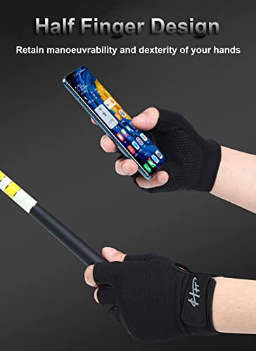 Fingerless Water Sports Gloves - Medium Black for Fishing & Kayaking
