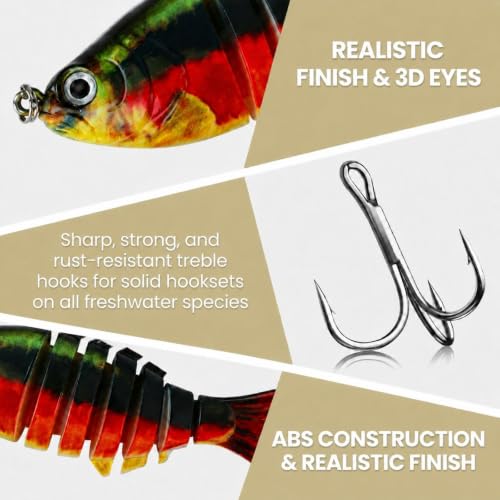 3.7-Inch Multi-Jointed Swimbait Lure with Realistic Action - C3-3.7"-0.52oz