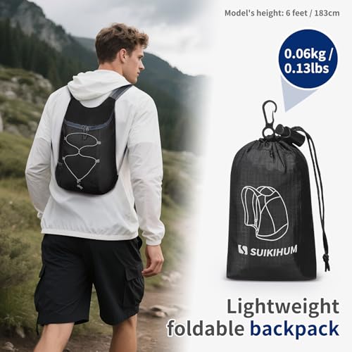 20L Lightweight Packable Hiking Backpack - Black