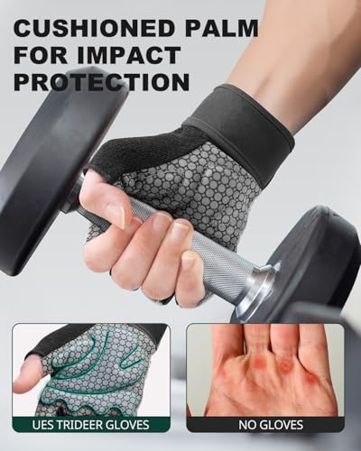 Trideer Weight Lifting Gloves Women & Men Black Medium with Wrist Support