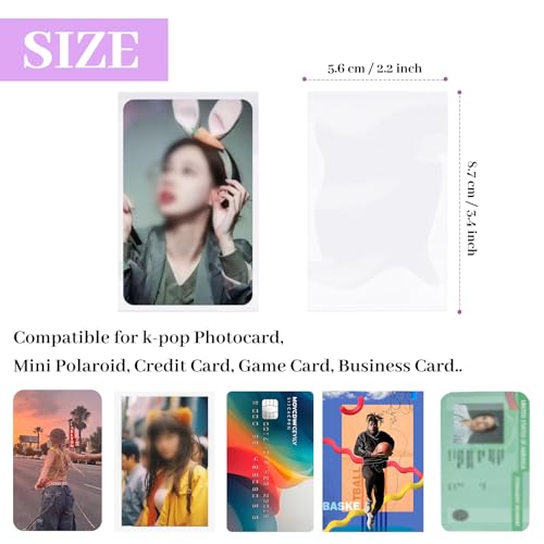 100 Pcs Photocard Sleeves - 57x88mm Ultra Clear Thick Card Protectors - Clear