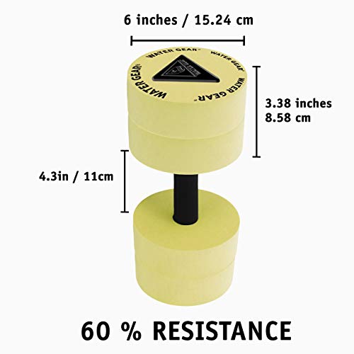 Water Gear Resistance Bells - Water Fitness Pool Exercise Equipment - Yellow / 60% Resistance