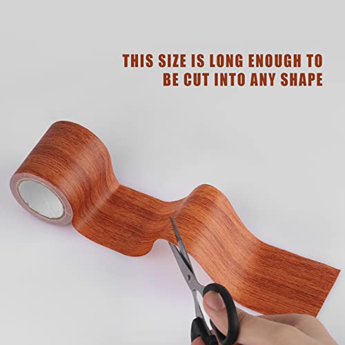 AIEX 1pc Wood Grain Repair Tape, 2.24x180inch Adhesive Wood Grain Repair Patch for Tables, Chairs, Baseboards, Doors (Brown)