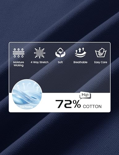 Cotrasen Men's Navy Medium Short Sleeve Cotton Pique Polo Shirt for Golf