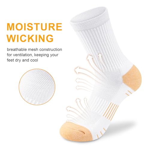 Women Athletic Crew Socks 3-5 Pairs Cushioned Running Hiking White Assorted 8-10 Size