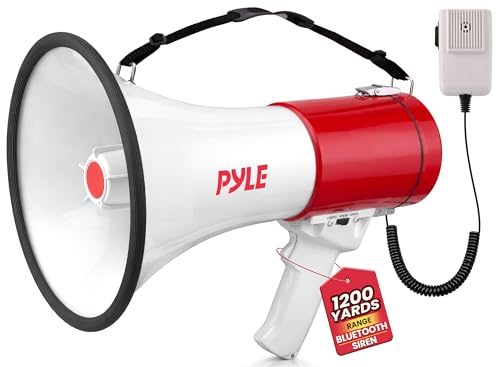 50W Megaphone Bullhorn Speaker with Siren & USB/AUX Inputs