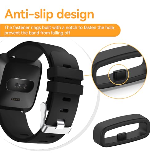 6-Pack Silicone Fastener Rings for Fitbit Versa 4/3/2/Sense - 6 Colors