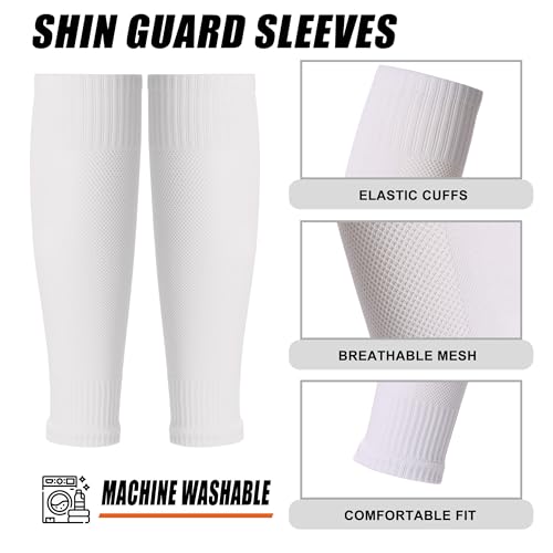 Black & White One Size Soccer Grip Socks with Leg Sleeves - Anti-Slip Performance Bundle for Men & Women