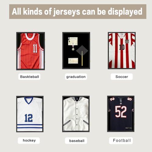 Jersey Frame Display Case - Black Shadow Box for Sports Jerseys