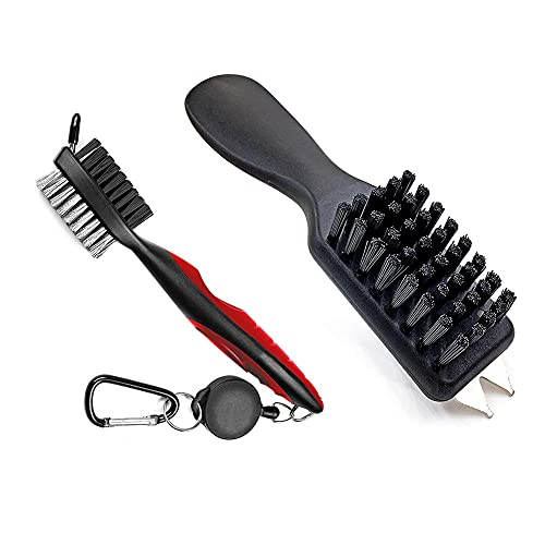 Golf Club and Shoe Brush Cleaner with Retractable Carabiner