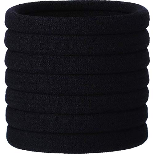 Large Black Stretch Hair Ties - 20 Pieces for Thick Hair