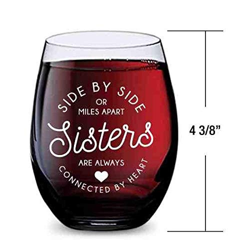 Stemless Wine Glass for Sisters - Unbreakable Tritan Plastic, 16 oz