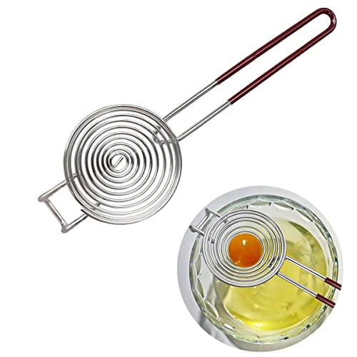 Stainless Steel Egg Yolk Separator with Long Handle and Bowl Hook