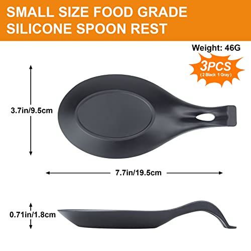 Silicone Spoon Rest Set for Stove Top and Kitchen Counter - 3 Pack, Gray