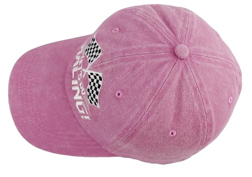 Pink Let's Go Racing Embroidered Cotton Baseball Cap for Men Women - One Size