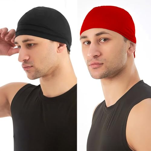 Unisex Skull Caps 4-Pack Breathable Running Cycling Beanies - Black, Blue, Red, Green