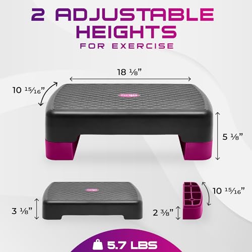 Aerobic Exercise Step Platform with Risers - Mini Stepper in Purple/Black