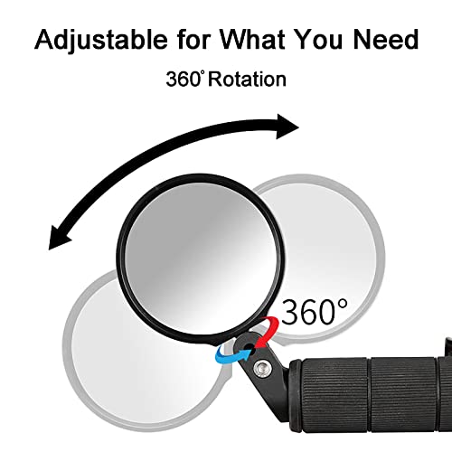 Bicycle Mirrors for Handlebars - 360-Degree Rotation, Unbreakable Lens (2 PCS)