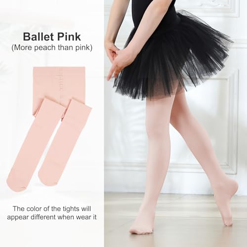 Thick Soft Ballet Tights for Girls - Footed Dance Tights for Kids
