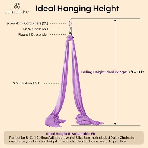 Aerial Silks Starter Kit - 9 Yards Aerial Yoga Hammock, Lavender