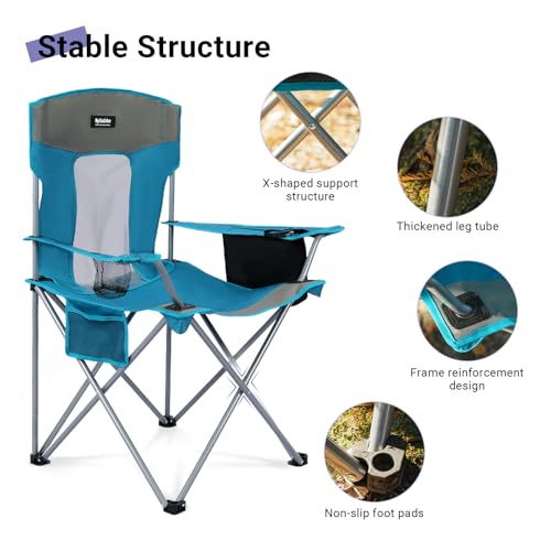 Byliable Camping Folding Chair with Cup Holder, Blue | Outdoor Portable Lawn Chair