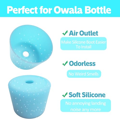 Silicone Water Bottle Boot - 40oz Clear Glitter Blue Sleeve Protector