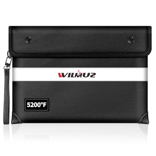 Fire Proof Money Bag for Cash 5200¢µ Heat Insulated,Fireproof Waterproof Document Pouches with Double-Sided Reflective Strip,Money Envelopes for Cash,Valuables,Jewelry(11"x7.7",Black)