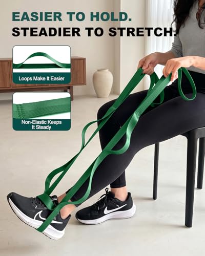 Non-Elastic Stretching Strap for Physical Therapy & Rehab - Hunter Green/75"x1"