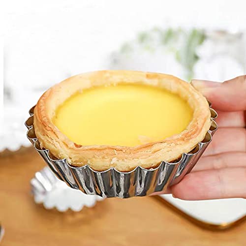 30 Pcs Stainless Steel Egg Tart Molds 3.8 Inch Mini Pie & Tart Pans Baking Tool