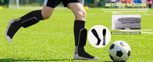 Youth Soccer Shin Guards with Built-In Non-Slip Socks – Black Large (CMRCOYO)
