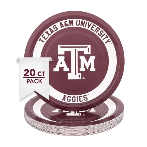Texas A&M University 20-Count 9-Inch Paper Plates - Officially Licensed