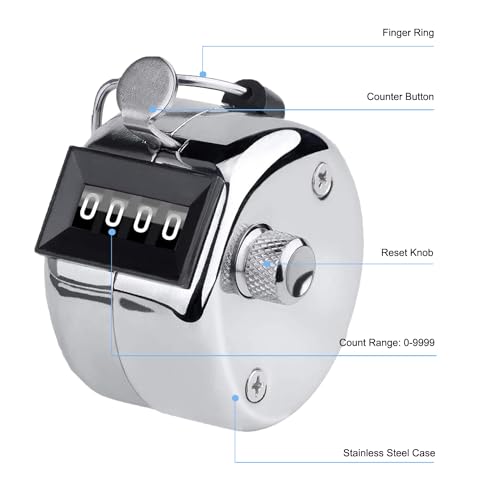 4-Digit Metal Tally Counter Clicker - 2PC Handheld Manual Counter