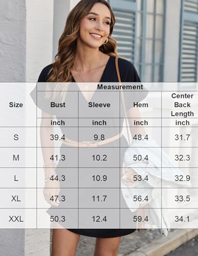Women's V Neck Beach Swimsuit Coverup Dress with Pockets - White / X-Large