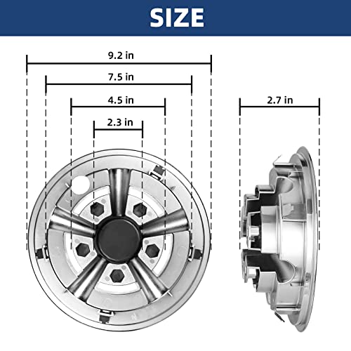 8 Inch Chrome Golf Cart Wheel Covers Hub Caps - Set of 4