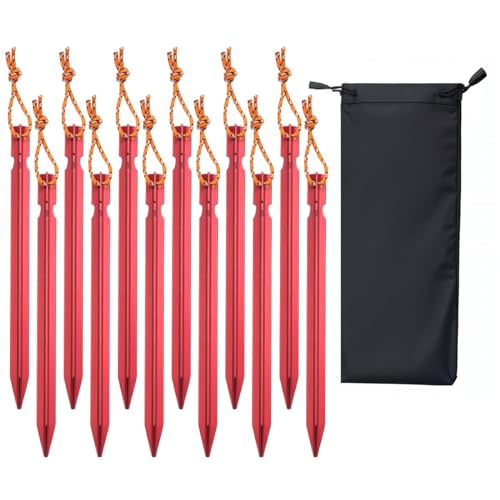 12 Pack Tent Stakes, 7" Ultralight Aluminum Ground Peg with
